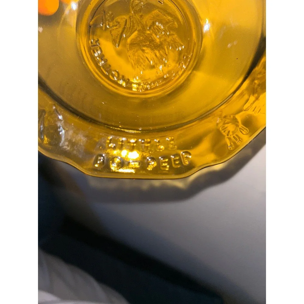 Vintage Amber Glass Mother Goose Nursery Rhyme Child Bowl